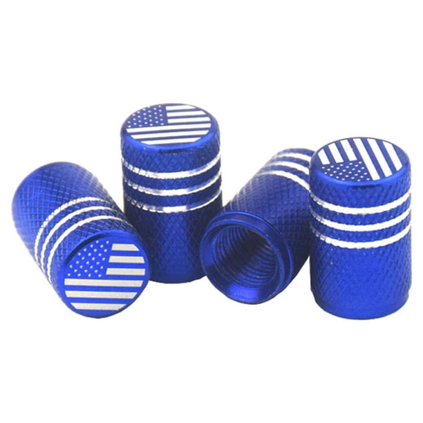 Eigraketly 4 piezas, tapas de vástago de válvula de neumático de coche, patrón de bandera, cubierta de vástago de llanta para bicicleta, Herramientas y ferretería Azul