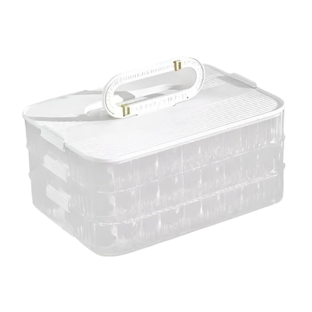 Organizador de albóndigas apilable, caja para conservar alimentos frescos con tapa, práctico contenedor para carne fresca, multiusos para barbacoa, , Blanco 3 capas