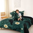 thumbnail image 4 of Homewish Gothic Halloween Crow Full Size Comforter Sets,Daisy Floral Pattern Bedding Comforter Set,Dark Teal White,Black Reversible,3-Piece,1 Comforter and 2 Pillowcases, 4 of 7