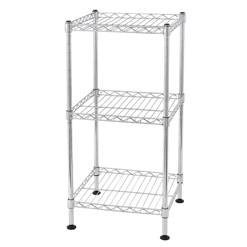 Kitchen Storage Rack, 3Tier Steel Wire Shelf Tower Shelving Unit