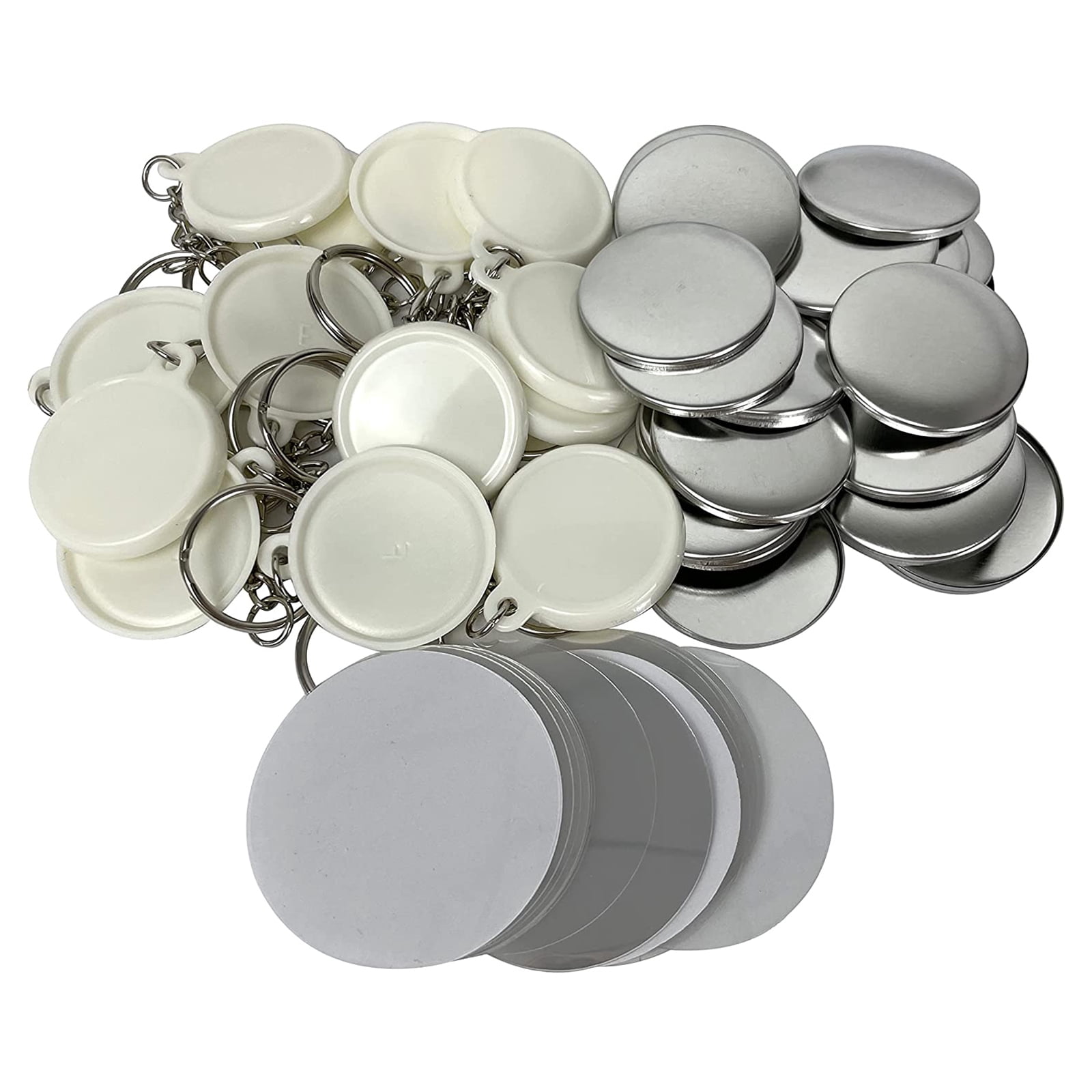 INTBUYING Φ37mm (1-1/2") Key Chain Button Parts for DIY 100 Sets/Pack