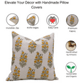 thumbnail image 4 of Fabdivine Block Print Throw Pillow Cover, 22x22 Inch Duck Canvas Decorative Cushion Cover, Floral Print Boho Design Mustard Pillow Cover for Sofa and Couch, 4 of 5