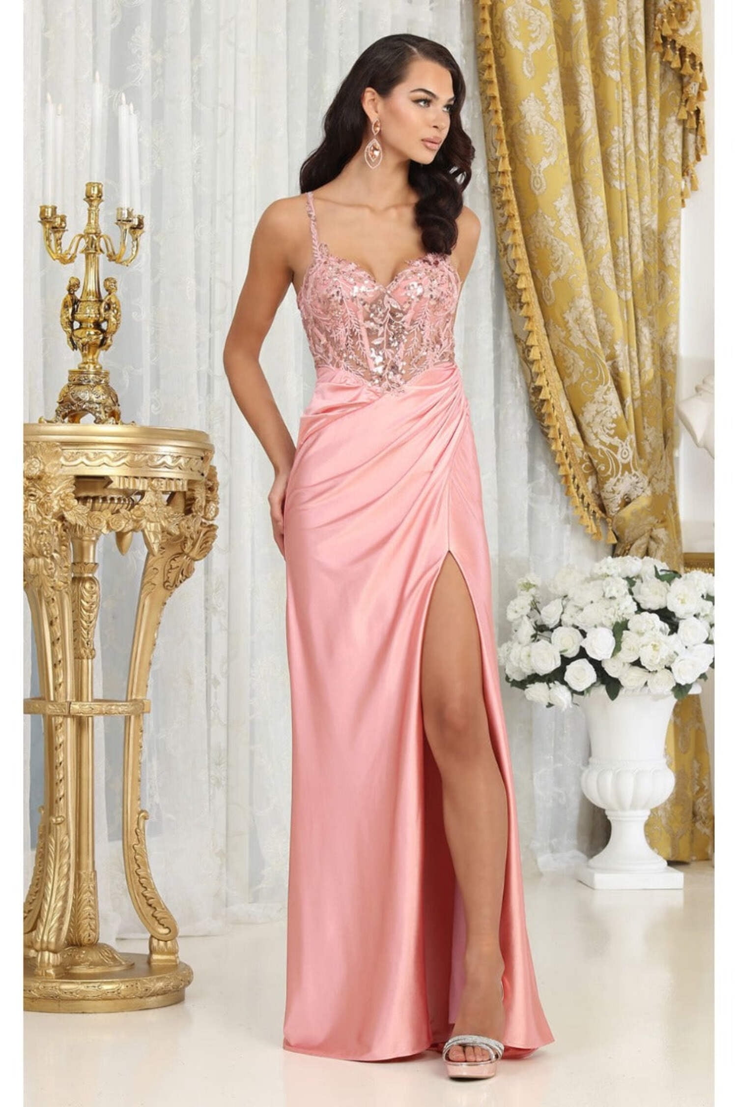 May Queen MQ2006 Juniors Womens Spaghetti Strap Sheer Bodice Back Cut-Out Prom Gown - Walmart Business Supplies May Queen MQ2006 Juniors Womens Spaghetti Strap Sheer Bodice Back Cut-Out Prom Gown - Walmart Business Supplies