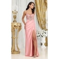 thumbnail image 2 of May Queen MQ2006 Juniors Womens Spaghetti Strap Sheer Bodice Back Cut-Out Prom Gown, 2 of 7