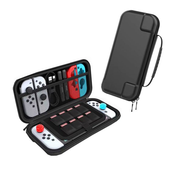Handheld Gaming Console Games Carrying Storage Case Compatible with Nintendo Switch, Switch OLED and with Pockets Hold Accessories, 10 Game Cartridges