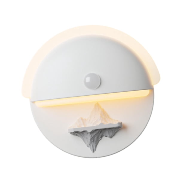 Lámpara de noche/mesita de noche, luz blanca cálida, brillo ajustable, fácil instalación en la pared. Blanco