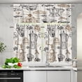thumbnail image 3 of Rustic Coffee Tool Valance Curtains for Kitchen, Hand Painted Cup Dessert Coffee Beans Grinding Machine Decor Pattern Wood Texture Window Treatments, Drapes for Living Room, 54x18in 1P+27x36in 2P, 3 of 4