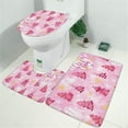 thumbnail image 2 of Pink Christmas Tree Bathroom Rugs Sets 3 Piece,Toilet Cover Set,Absorbent Non Slip Bathroom Mats Sets with U-Shaped Contour Rug Toilet Rug Set, 2 of 5