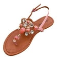 thumbnail image 6 of TOP Moda Berry-9 Women's Embellished Precious Gem Stone Crystal Flat Thong Sandals CORAL 5, 6 of 6