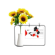 thumbnail image 1 of Flores rojas arte abstracto linea pintura Corn poppy Tarjeta de bendición de jarrón de girasol artificial, 1 of 3