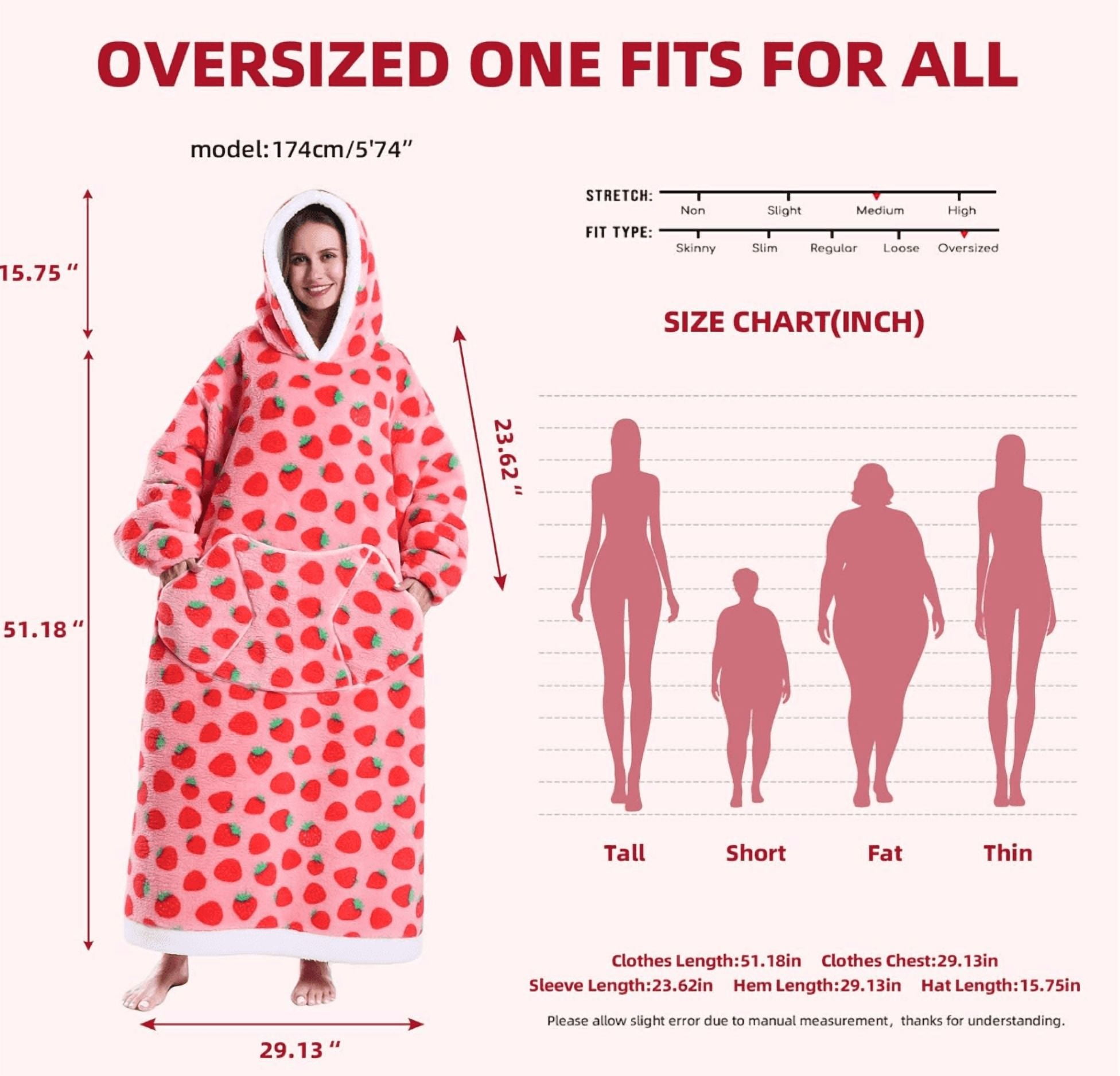 Oversized Wearable Blanket Sweatshirt, Thick Warm Fleece Cozy Sherpa Hooded with Pockets and Sleeves Gift for Adult