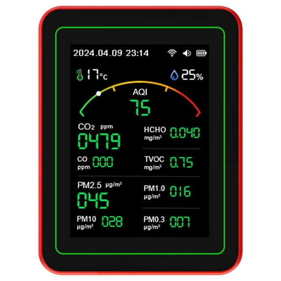 CO2 PM2.5 Formaldehyde TVOC Temperature Humidity Testing Meter Air Qualities Detector Air Qualities Pollution Meter