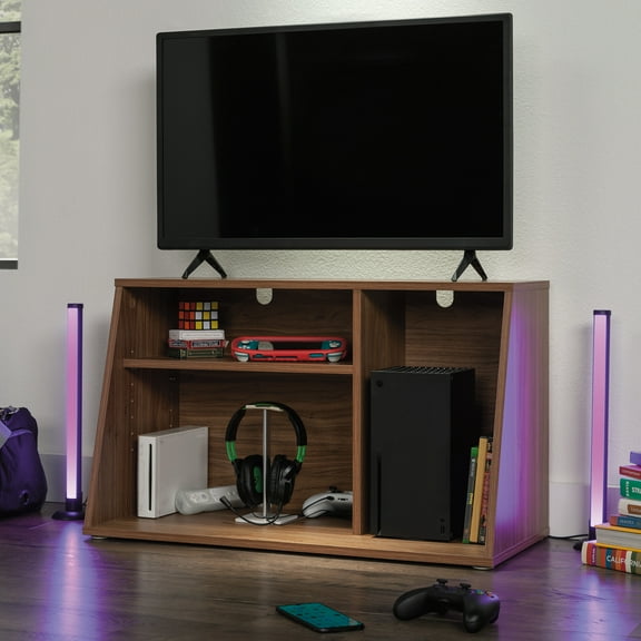 Mainstays Gamer TV Stand Console for TV's up to 32", Warm Walnut Finish