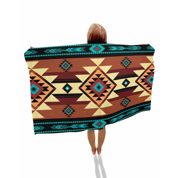 Turquoise Red Beach Towels Oversized Super Absorbent, Southwest American Native Abstract Pattern Lightweight Bath Towel Quick Dry Sets For Bathroom/Pool/Rv Camping/Beach Play/Gym Room/Picnic 31"x62"