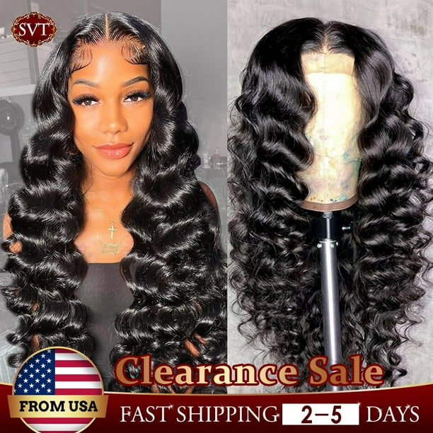 SVT-peluca Frontal de encaje de onda profunda suelta para mujer, cabello humano predespuntado, peluca de cierre de cabello indio, peluca Frontal húmeda y ondulada, 30 pulgadas