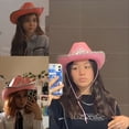 thumbnail image 4 of Cowboy Hat Brim Feather Edge Tiara Cowgirl Cap Holiday Costume Party, Pink B, 4 of 6