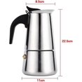 thumbnail image 2 of Cafetera italiana con filtro de acero inoxidable, cafetera Moka plateada de 450ml para cocina de oficina y café expreso (tamaño: 450ml), 2 of 4