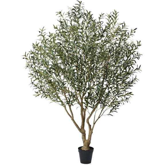 Olive Tree Artificial Indoor 8ft - UV Resistant Large Fake  - Realistic Faux Olive Tree in Pot - Tall Artificial  Outdoor for Home, Patio, Living Room, Office Decor,VN138