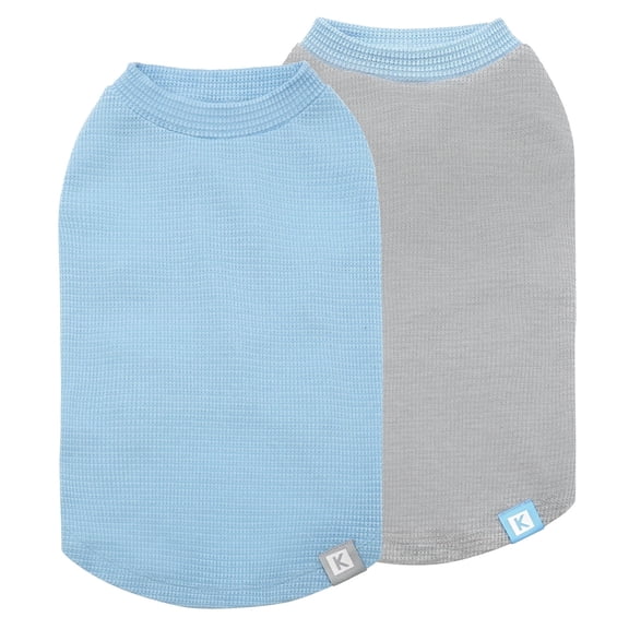 KYEESE 2Pack Waffle Dog Shirts, Blue Grey, Dog Shirt for Small Dogs, M