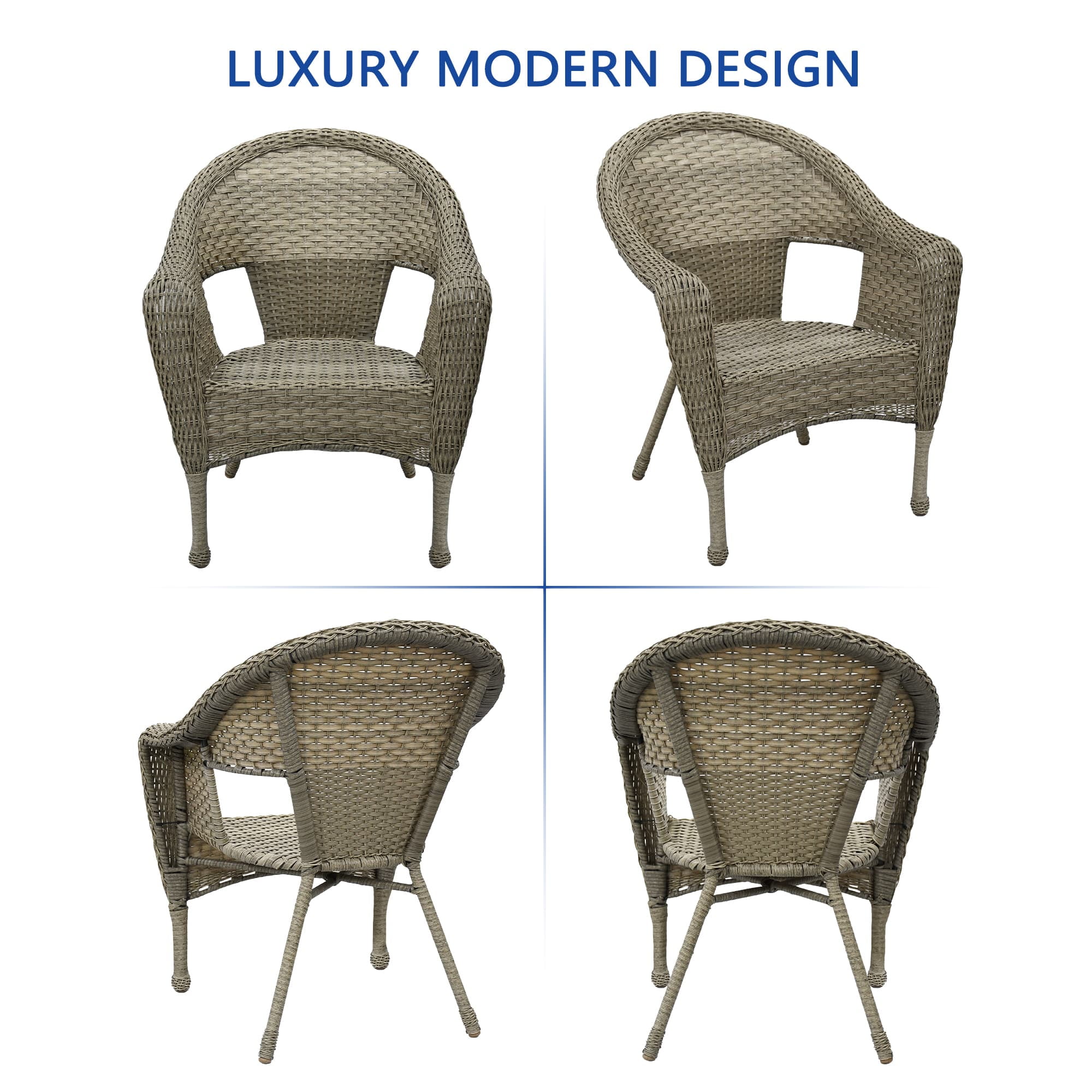 Jeco Clark Resin Wicker Patio Chair in Gray (Set of 2)