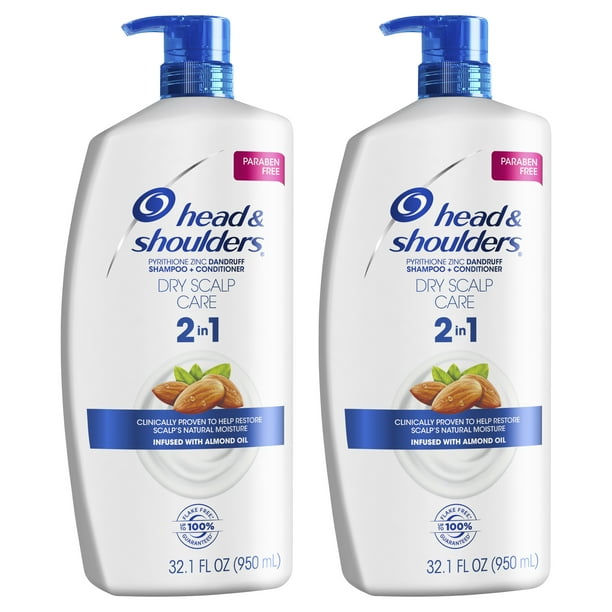 Head and Shoulders 2 in 1 Shampoo Conditioner, Dry Scalp, 32.1 oz, 2 pack