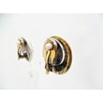 thumbnail image 3 of Clip on 1 1/4" brass and orange stone oval button style earrings, 3 of 4