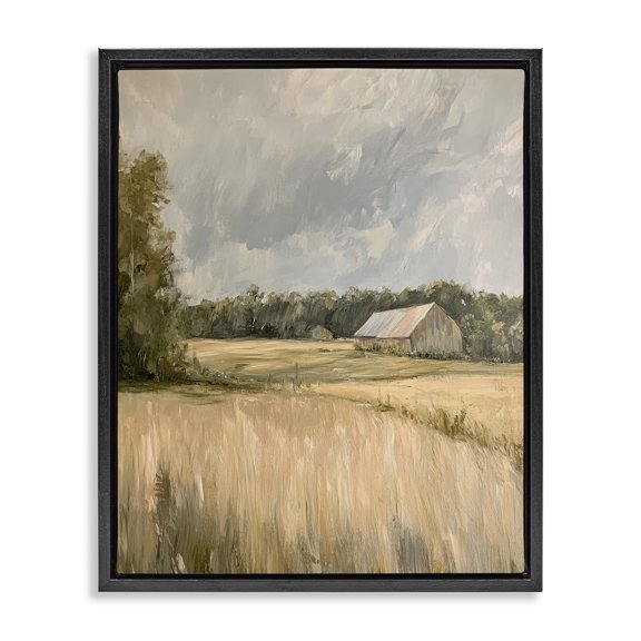 Stupell Industries Transitional Natural Farm's Wispy Grasses Black Floating Frame Canvas Art, 17 x 21, by Petals Prints Design