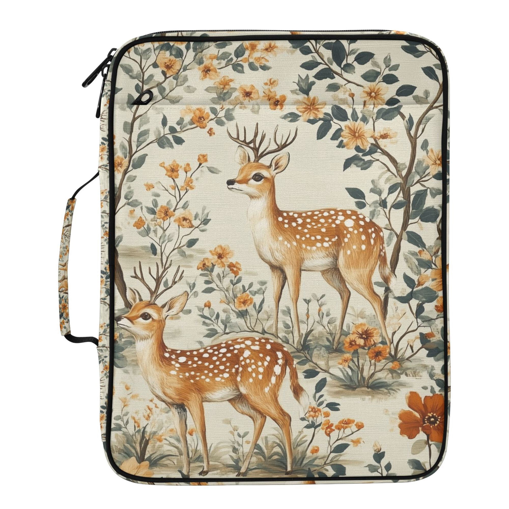 FORMRS Accordion File Folder A4 Size 7-Pocket Expanding Document Organizer Bag with 3 Ring Binder, Deer Pattern