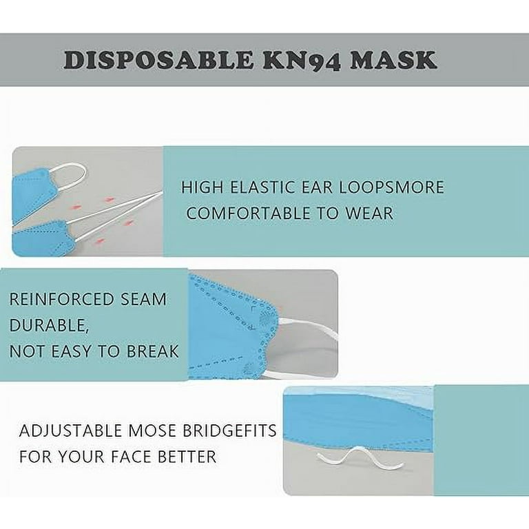 50PCS Disposable Face Masks Blue, KF94 Face Mask Korea Made for