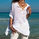 thumbnail image 2 of Blusa suelta de algodón con manga 3/4 y cuello redondo de verano para mujer Fridja  hj2321, 2 of 9
