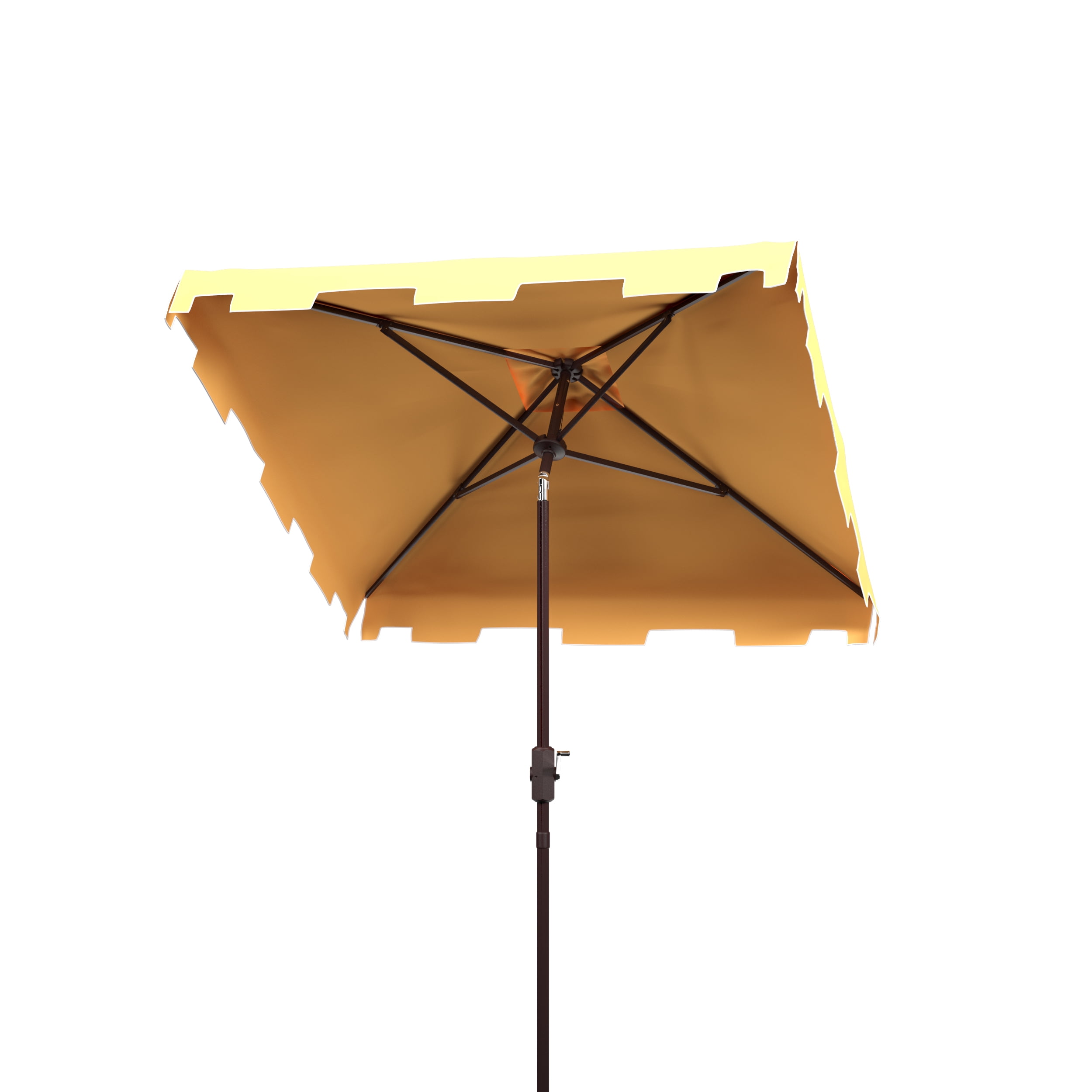 SAFAVIEH Zimmerman 7.5' Market Crank Square Patio Umbrella, Yellow/White