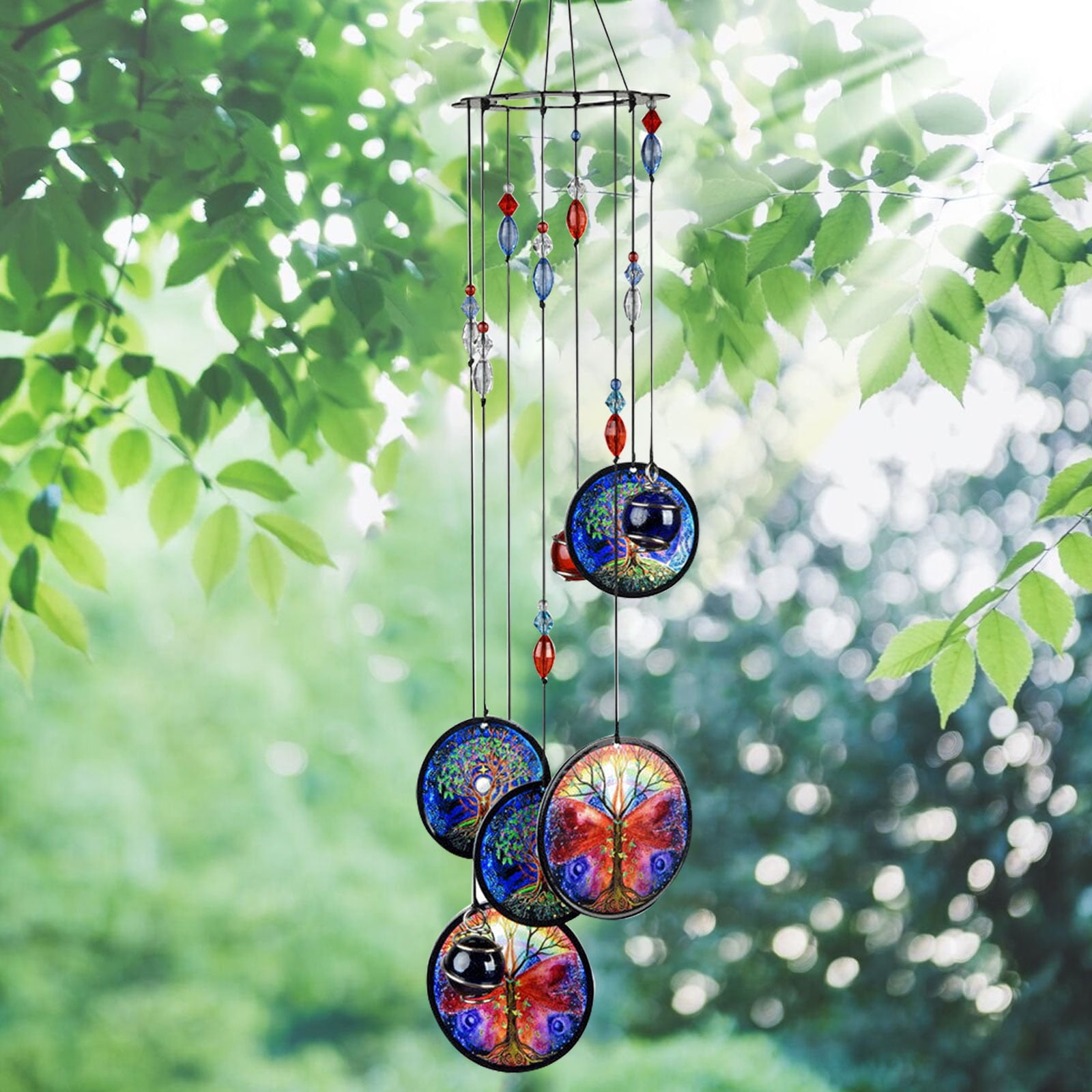 EEEkit Wind Chimes Tree of Life Outdoor Decor, Crystal Metal Bell