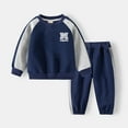 thumbnail image 2 of BOOMNY Toddler Boys Outfit Set Long Sleeve Patchwork Color Sweatshirts Pants 2 Peice Fall Clothes Set Cozy Dailywear, 2 of 5