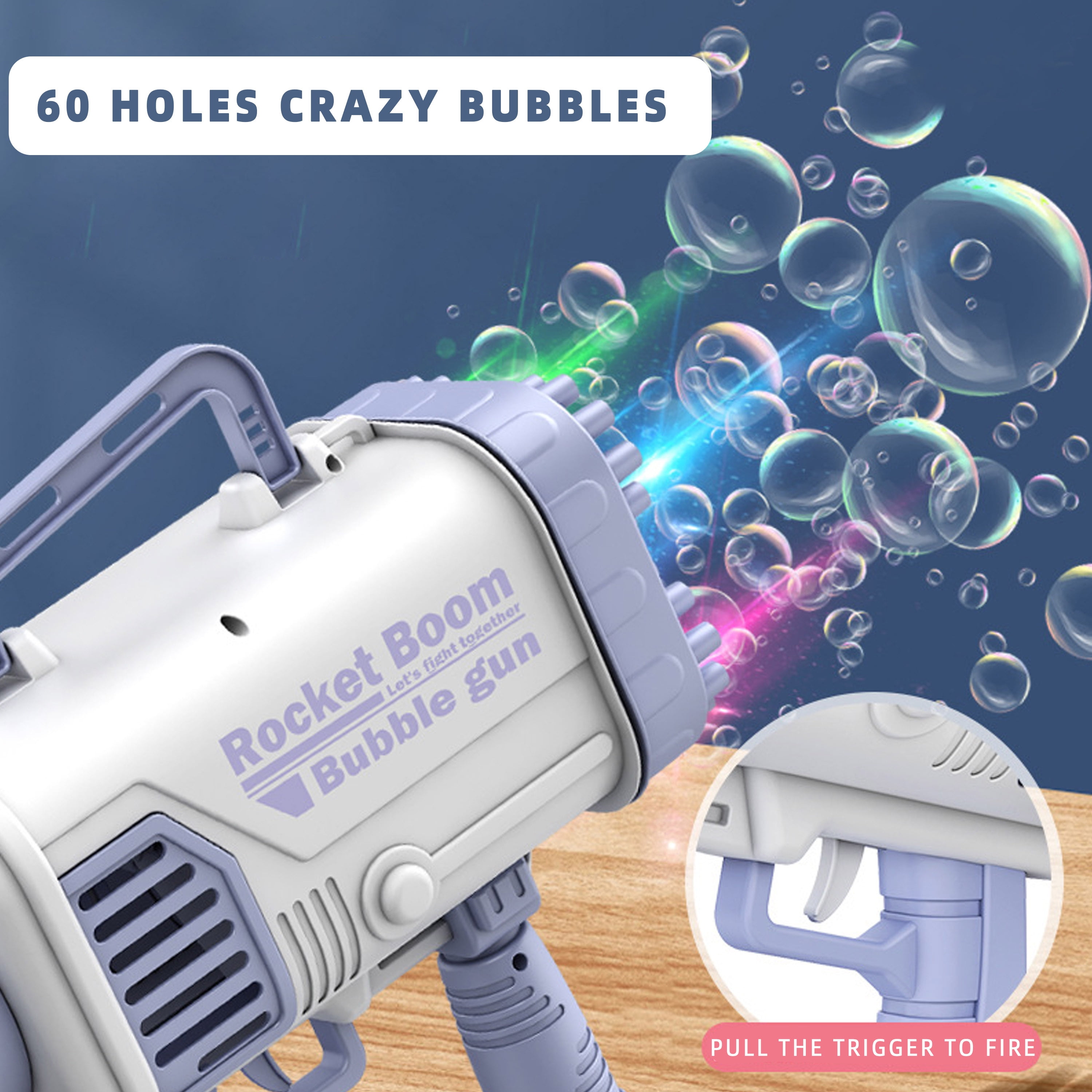 52/64 Holes Rocket Boom Bubble Guns Electric Bubble Machine for