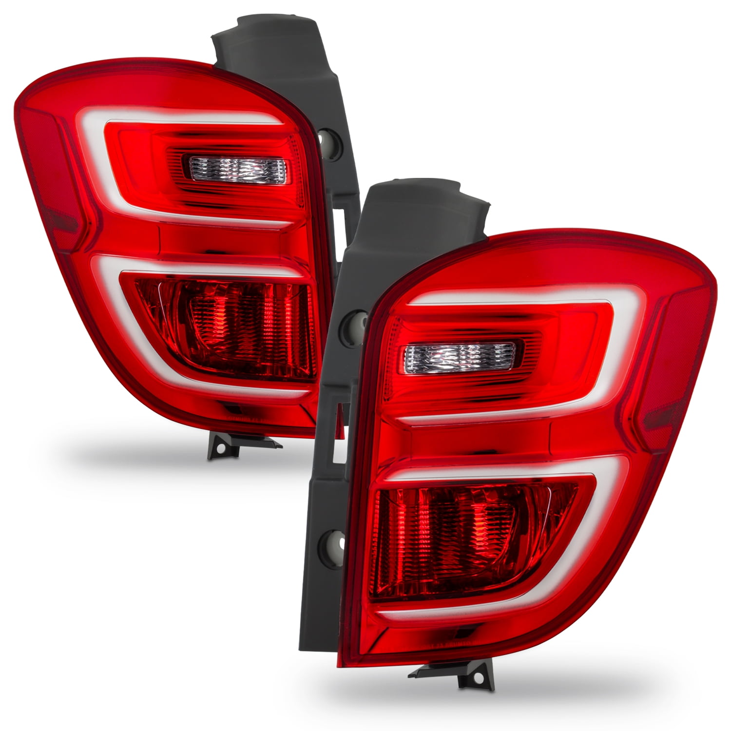 AKKON - Fits 2016-2017 Chevy Equinox [Halogen Type] Chrome Red Tail Lights Pair Driver Left+Passenger Right 16 17