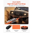 thumbnail image 2 of VEVOR Car Tow Cable Towing Strap Rope 36000 lbs 30ft 3-inch Emergency Heavy Duty, 2 of 9