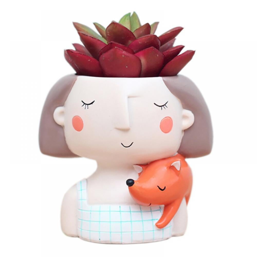 Lemetow Succulent Plant Pot Cute Girl Flower Planter Flowerpot Create