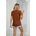 thumbnail image 4 of XCHQRTI Lace Stitching Chiffon Women Shirt V Neck Short Sleeve Tunic Blouse, 4 of 8