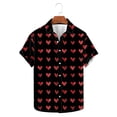 thumbnail image 5 of Men's Valentine's Day T-Shirt,Heart Printed Button Casual Short Sleeve Lapel Shirt Valentine's Day Gift for Him, 5 of 5