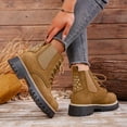 thumbnail image 3 of Womens Ankle Boots Suede Lace up Lug Sole Stretch Riding Booties Round Toe Punk Studded Winter Short Boots, 3 of 6