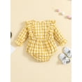 thumbnail image 3 of Bagilaanoe Newborn Baby Girl Rompers Plaid Long Sleeve Bodysuits 3M 6M 9M 12M 18M Infant Ruffled One Piece Jumpsuit, 3 of 8