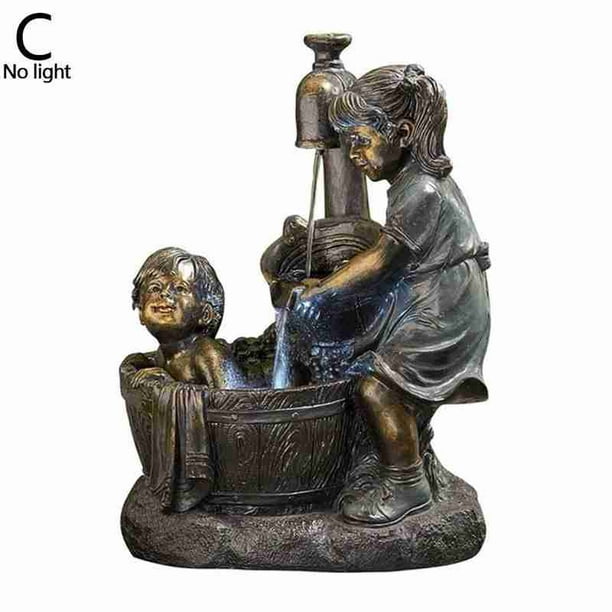 Boy & Girl Garden Statue Resin Garden Decoration Statues US H0Y1 Yard