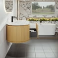 thumbnail image 4 of Eviva Haven 39"W x 22"D Oak Wall-mounted Bathroom Vanity with White Solid Surface Integrated Sink Top, 4 of 7