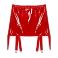 thumbnail image 5 of Jhaoyu Jupe Mini à Bretelles Taille Haute en Faux Cuir avec Clips Métalliques Rouge TTG, 5 of 5