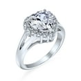 thumbnail image 2 of Bling Jewelry Womens Romantic 3CT Heart Shape CZ Halo Engagement Ring in Sterling Silver Split Band, 2 of 5