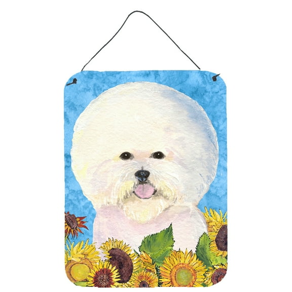 Bichon Frise in Summer Flowers Wall or Door Hanging Prints