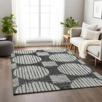 Addison Rugs Mayfield Washable Transitional Geo, Circles Gray Rectangle Rug, 10' x 14'