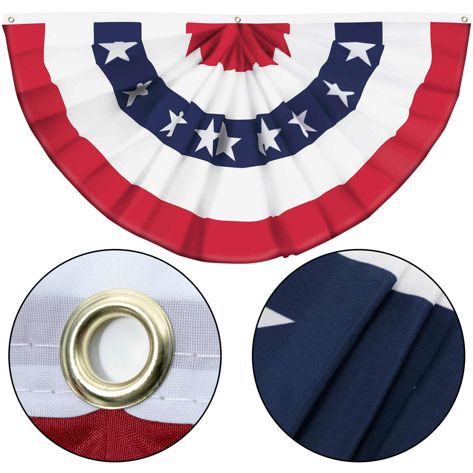 EFINNY 3 ft x 5 ft USA Pleated Fan Outdoor Flag and Banner, UV Resistant (10 Pack)