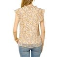 thumbnail image 4 of MODA NOVA Junior's Ruffle Blouse V Neck Cap Sleeves Floral Tops Khaki M, 4 of 7