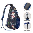 thumbnail image 3 of Sling Backpack,Dark Blue Christmas Santa Pattern Sling Bag with Water Bottle Holder,Waterproof Sling Bag for Men/Women with Headphone Jack for Hiking,Travel, 3 of 6